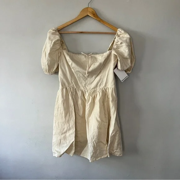 Reformation Malvina Linen Dress in Sugar Size 12 NWT